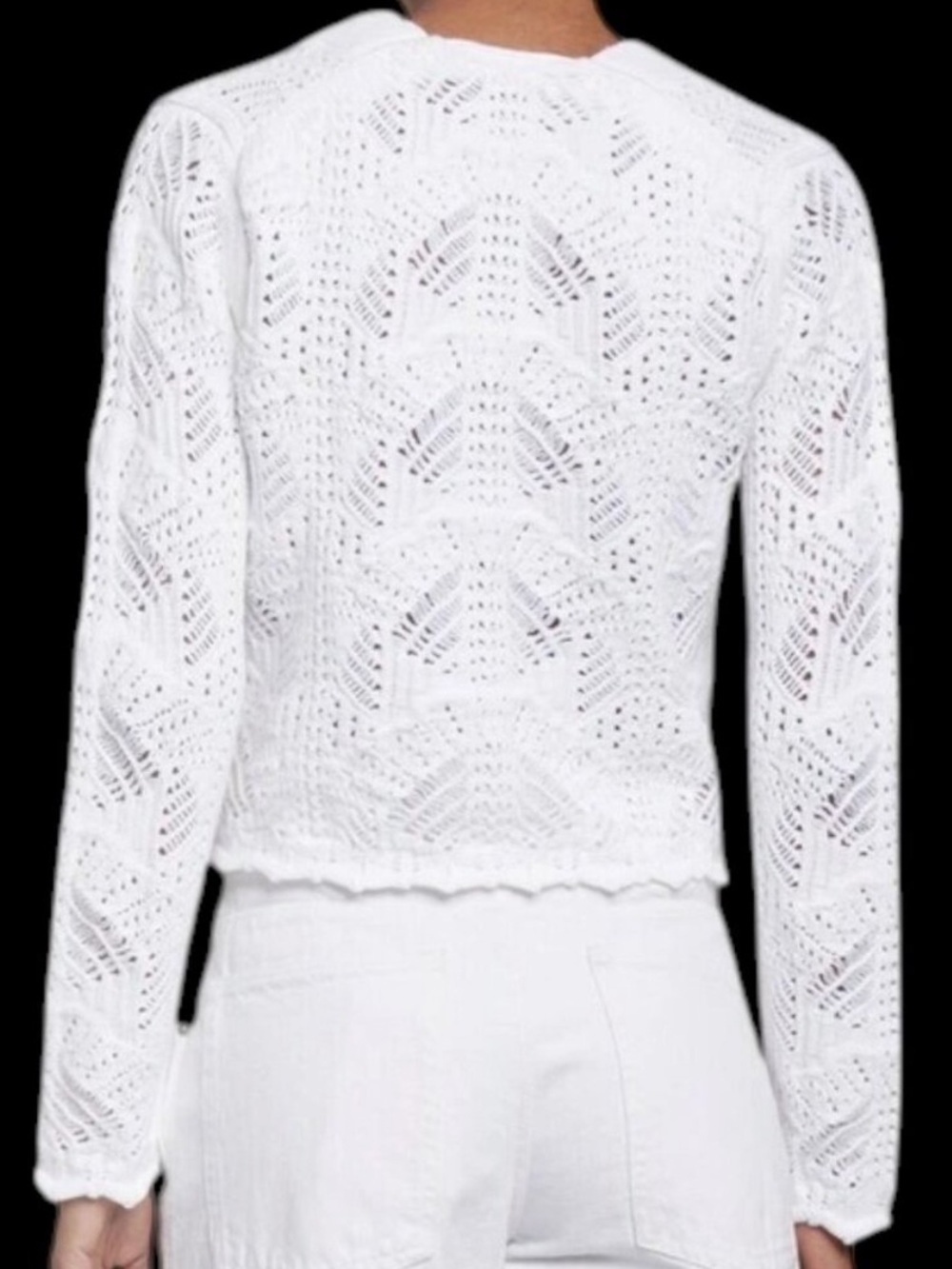 Vince White Open-Knit V-Neck Button Cardigan - Picture 2 of 11